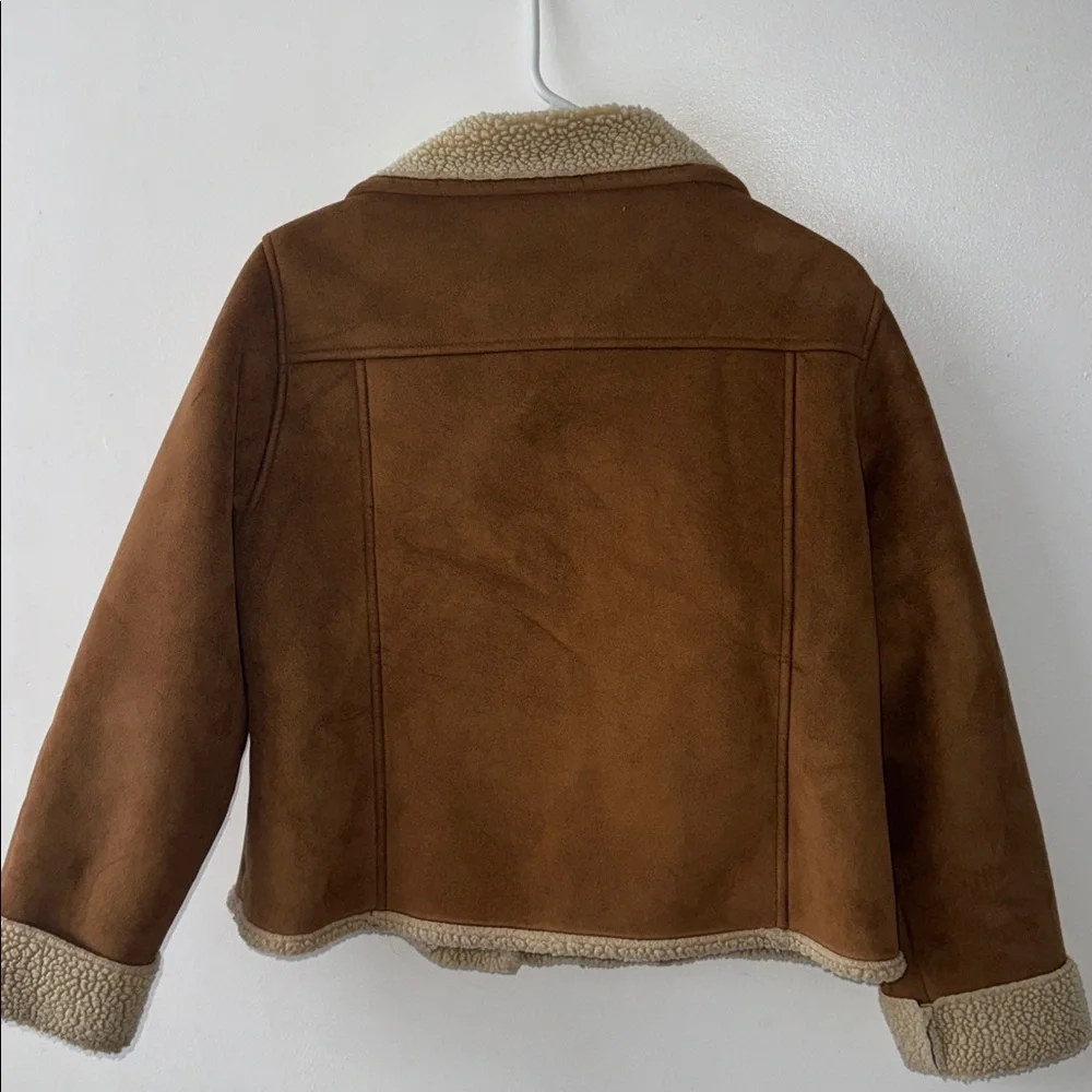 LL Bean Tan Teddy Jacket with Cream Sherpa Lining - Picture 5 of 5